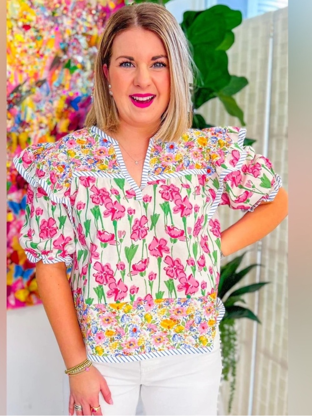 NWT - In Full Bloom - Floral Puff Sleeve
Blouse
